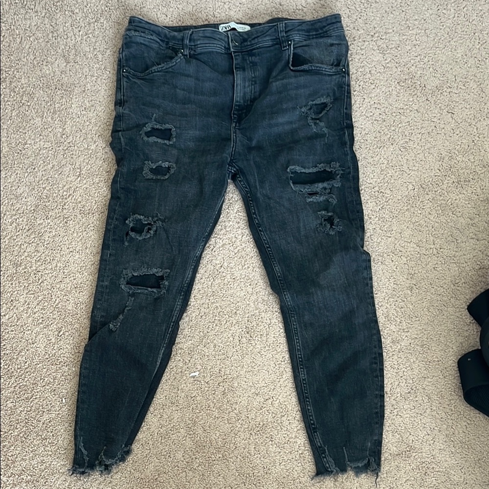 Distressed Black Jeans
